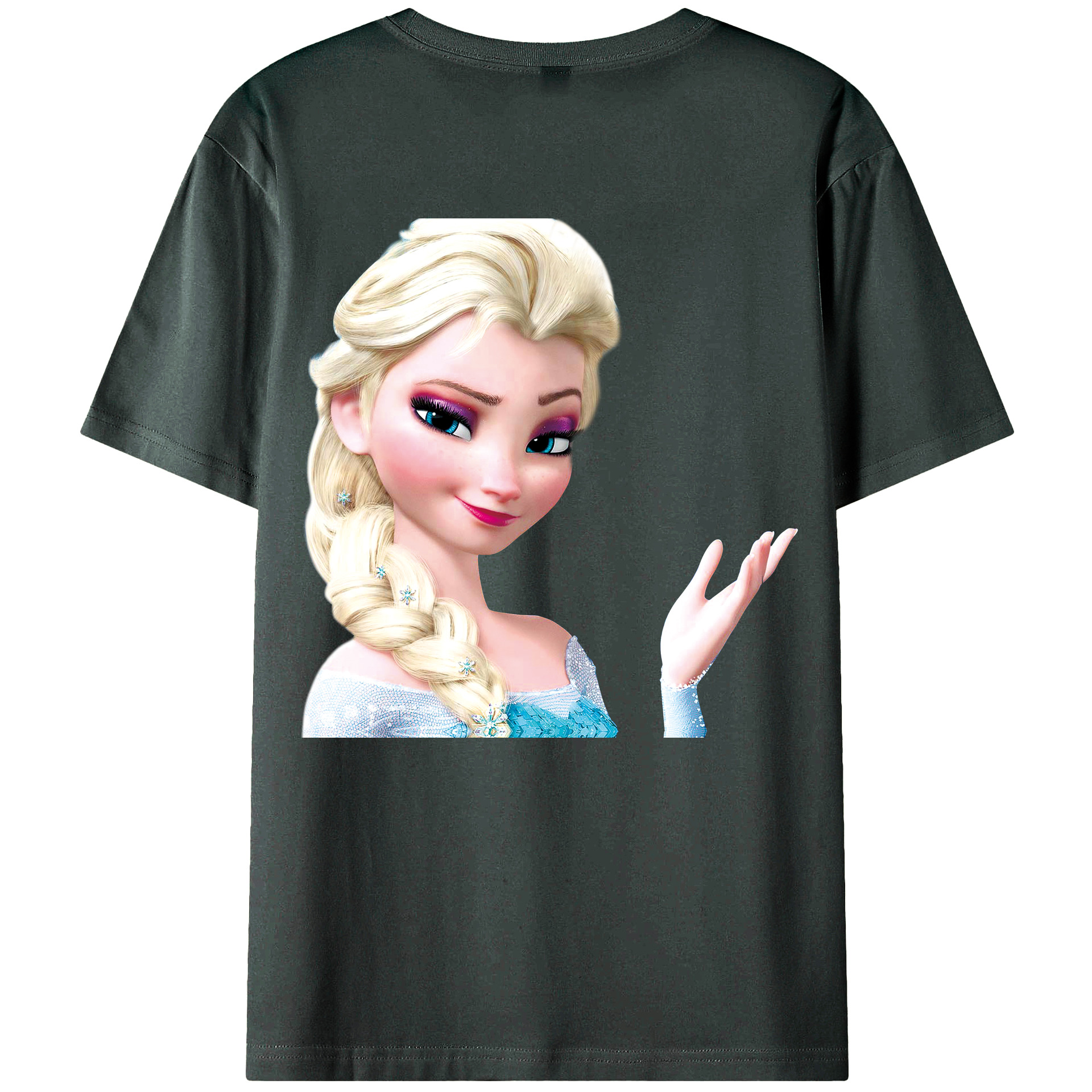 （画像用） アナと雪の女王 アンナ エルサ Frozen Anna Elsa 綿100％ メンズ半袖Tシャツ（バックプリント） 通気性